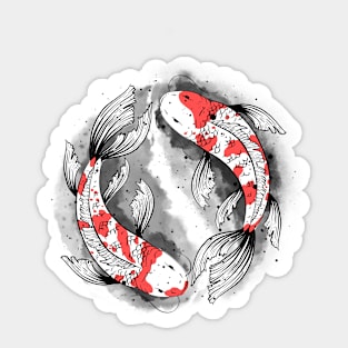 Koi Yin Yang | balance and harmony | ink illustration Sticker